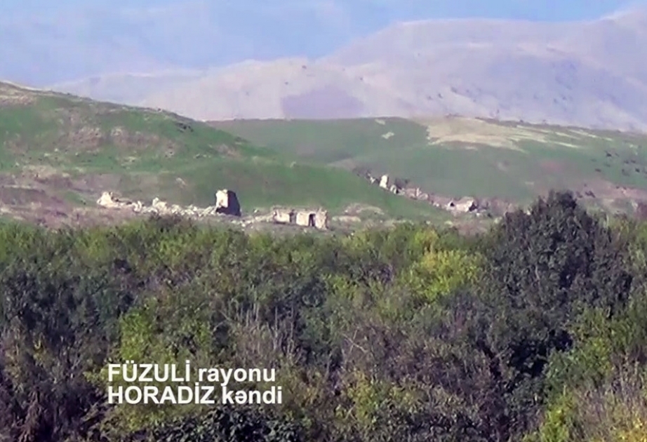 Videoaufnahmen aus Dorf Horadiz in Region Füsuli, das aus armenischer Okkupation befreit ist