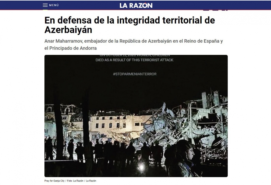 İspaniyanın “LA RAZÓN” qəzeti: Azərbaycan öz ərazi bütövlüyünü müdafiə edir