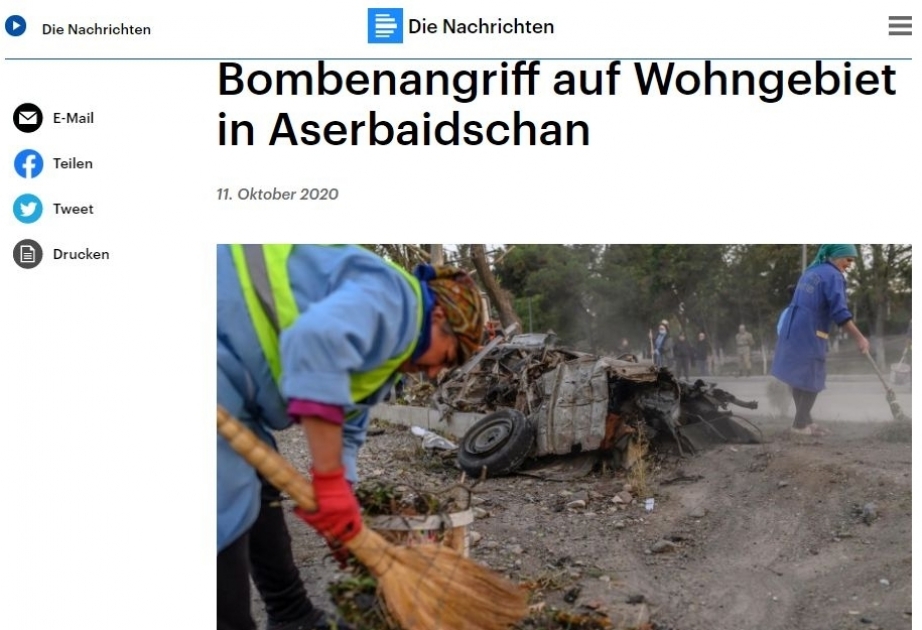 “Deutschelandfunk.de”: Atəşkəs dövründə Azərbaycanda yaşayış ərazisinin bombardman edilməsi