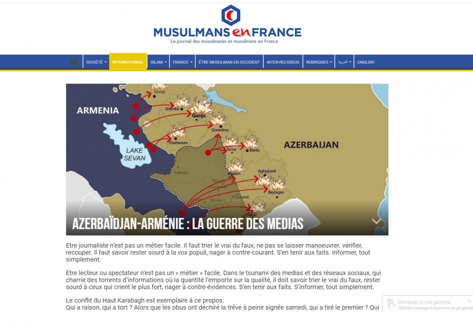 Fransa portalı yerli mətbuatın Azərbaycana qarşı qərəzli mövqeyindən yazır