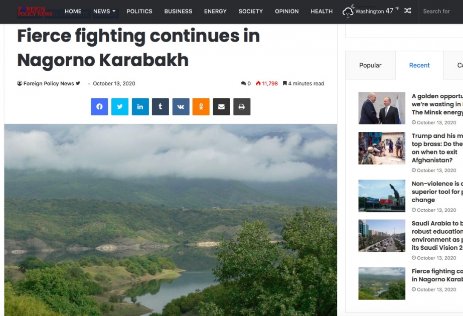Американское издание Foreign Policy News: В Нагорном Карабахе продолжаются ожесточенные бои