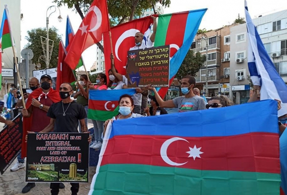 İsraildəki Azərbaycan diasporu Ermənistanın işğalçı və terrorçu siyasətinə etiraz olaraq aksiya keçirib