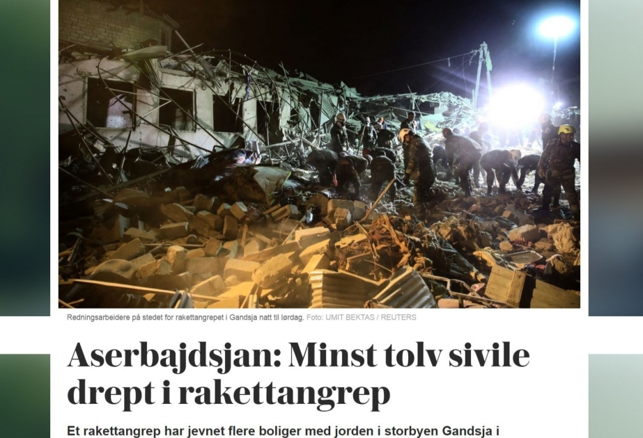 Norveç nəşrləri Gəncəyə raket hücumundan yazır