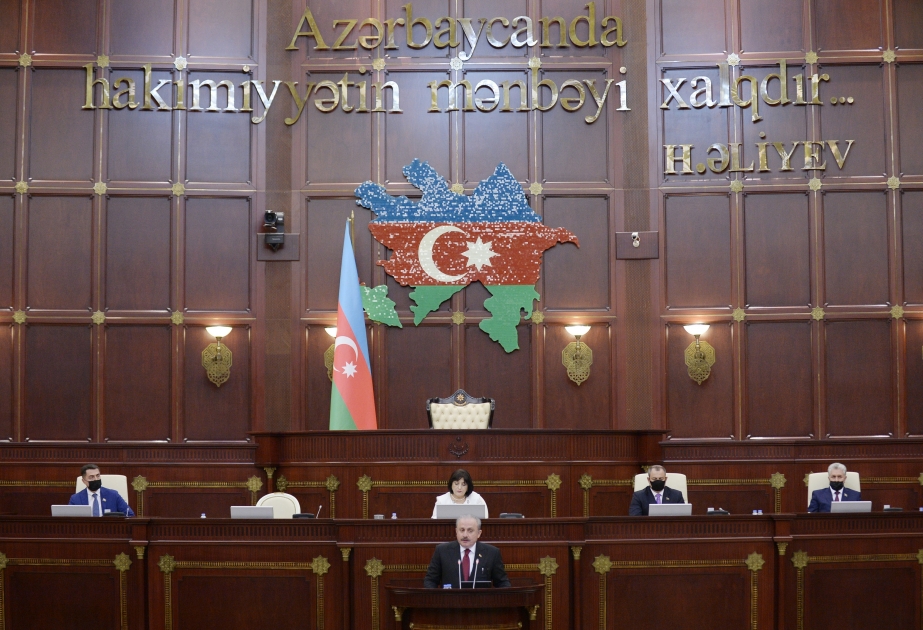 Председатель Великого национального собрания Турции выступает на заседании Милли Меджлиса