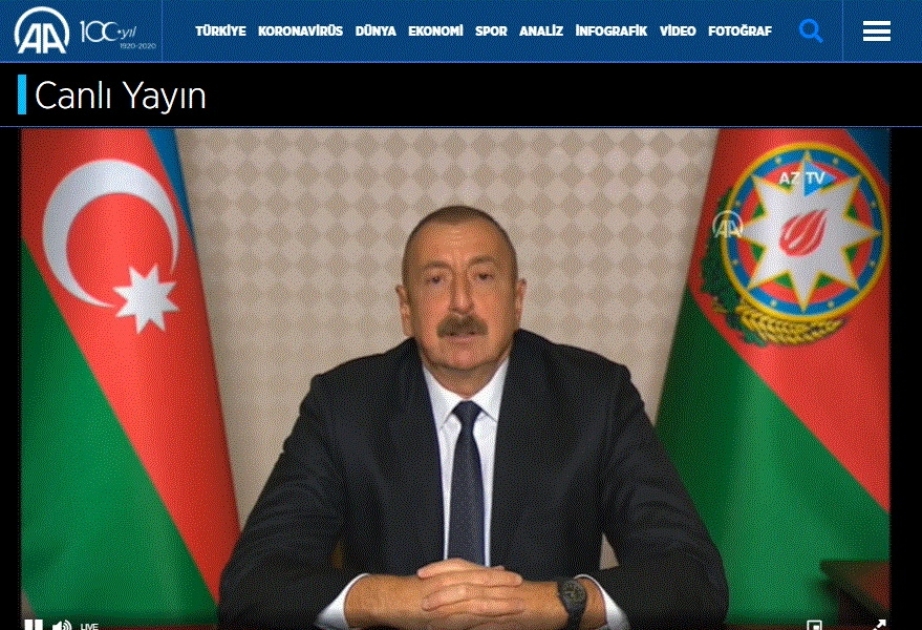 Türkiyə mediası Prezident İlham Əliyevin Azərbaycan xalqına müraciətini canlı yayımlayıb