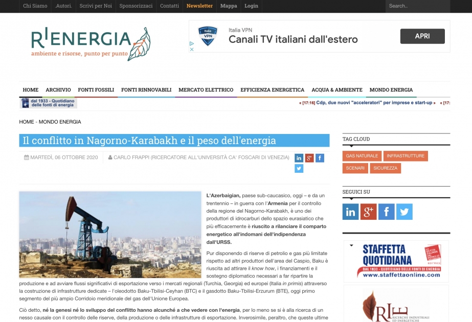 İtaliyalı professor: Azərbaycan Ermənistanı sülhə məcbur etmək üçün yetərincə hücum və müdafiə sistemlərinə malikdir