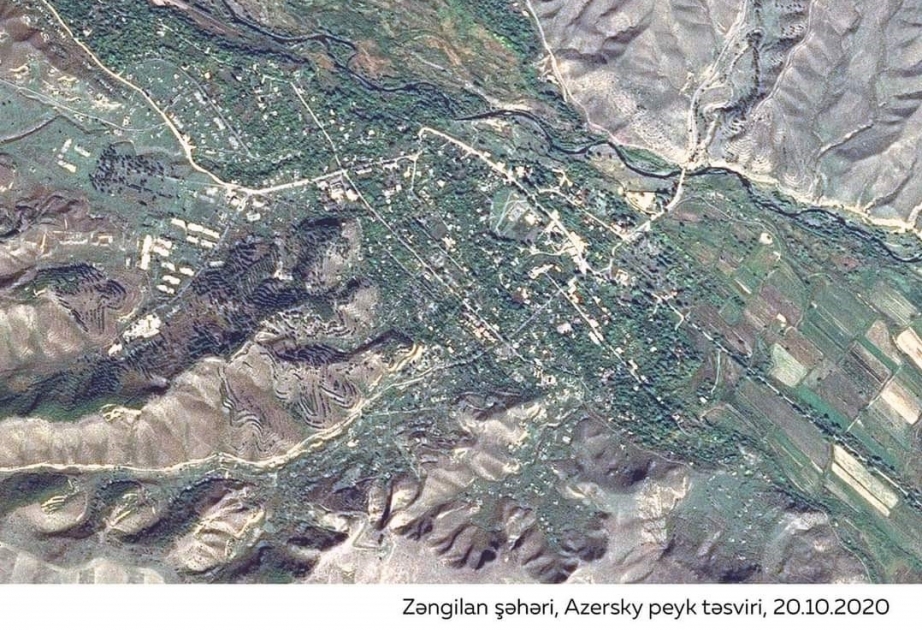 Azercosmos de Azerbaiyán muestra imágenes satelitales de la recién liberada ciudad de Zangilán