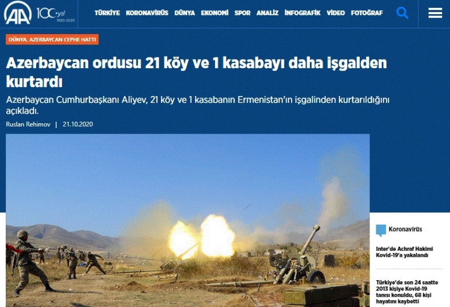 Türkiyə mediası: Azərbaycan xalqı Ermənistanın vəhşiliyinə qarşı daha sıx birləşir