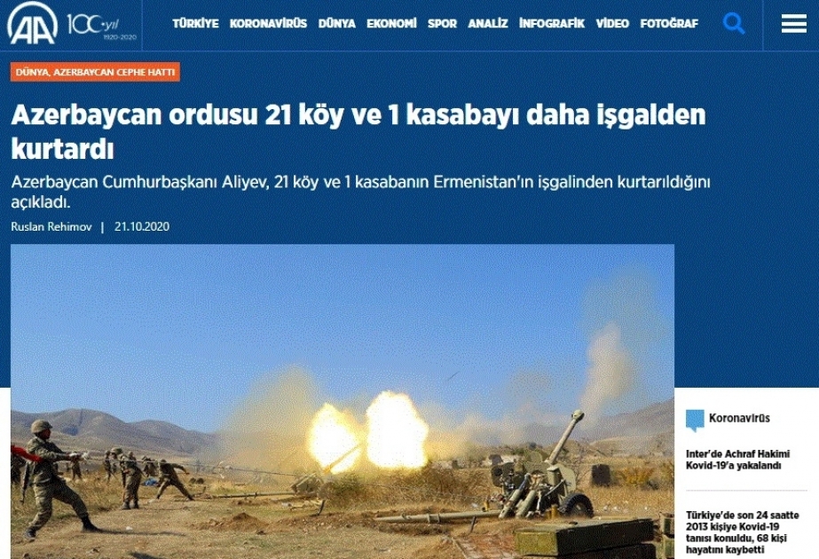 Турецкие медиа: Азербайджанский народ еще более тесно объединяется против армянского зверства