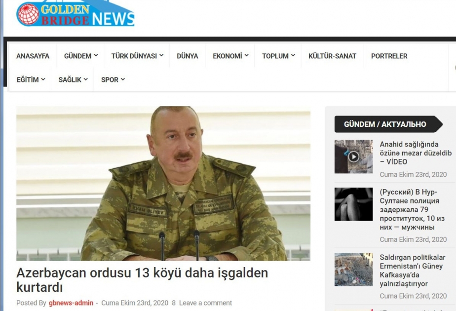 Qırğızıstan portalları ərazilərimizin işğaldan azad olunması ilə bağlı məqalələr yerləşdirib