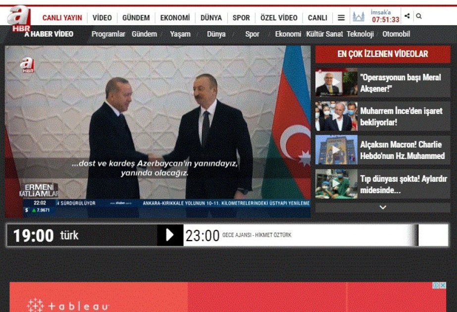 Türkiyənin “A Haber” televiziya kanalında “Ermənilərin törətdikləri qətliamlar” verilişi yayımlanıb