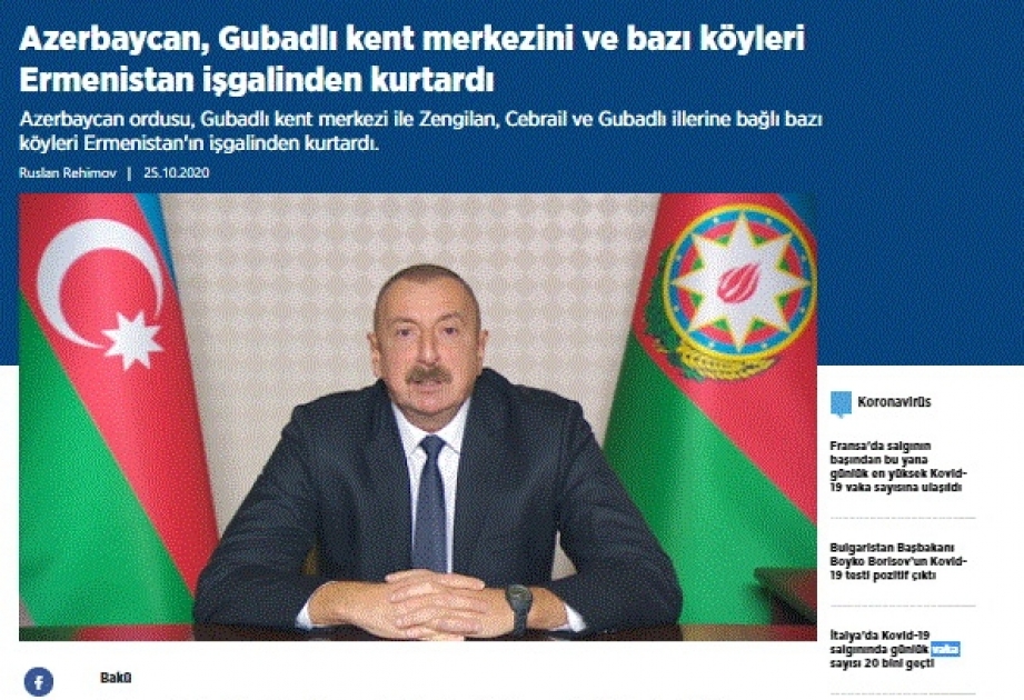 Türkiyə mediası: Azərbaycan Ordusu şərəfli tarix yazır