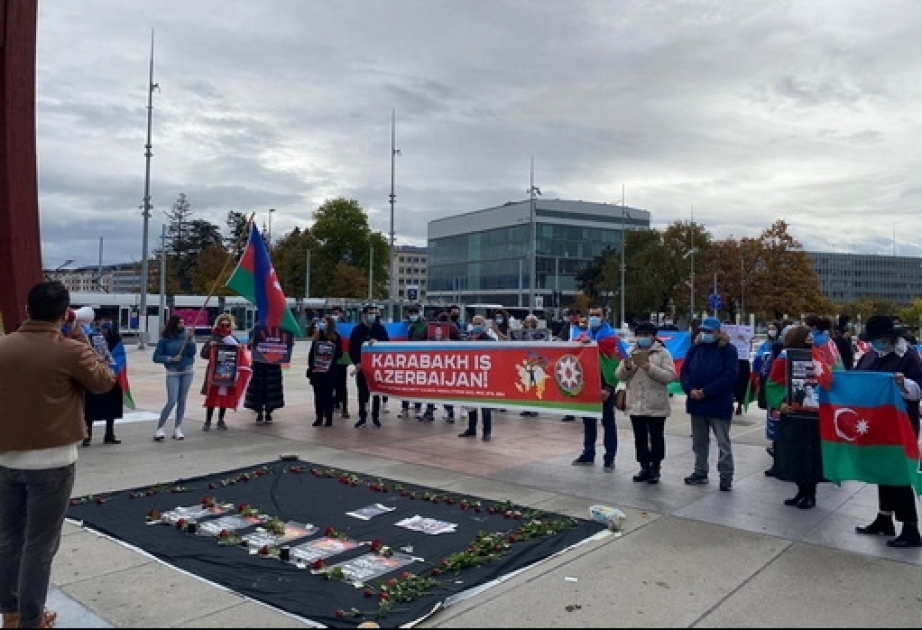 BMT-nin Cenevrədəki ofisi qarşında Ermənistanın Azərbaycanın dinc əhalisini hədəfə almasına etiraz edilib