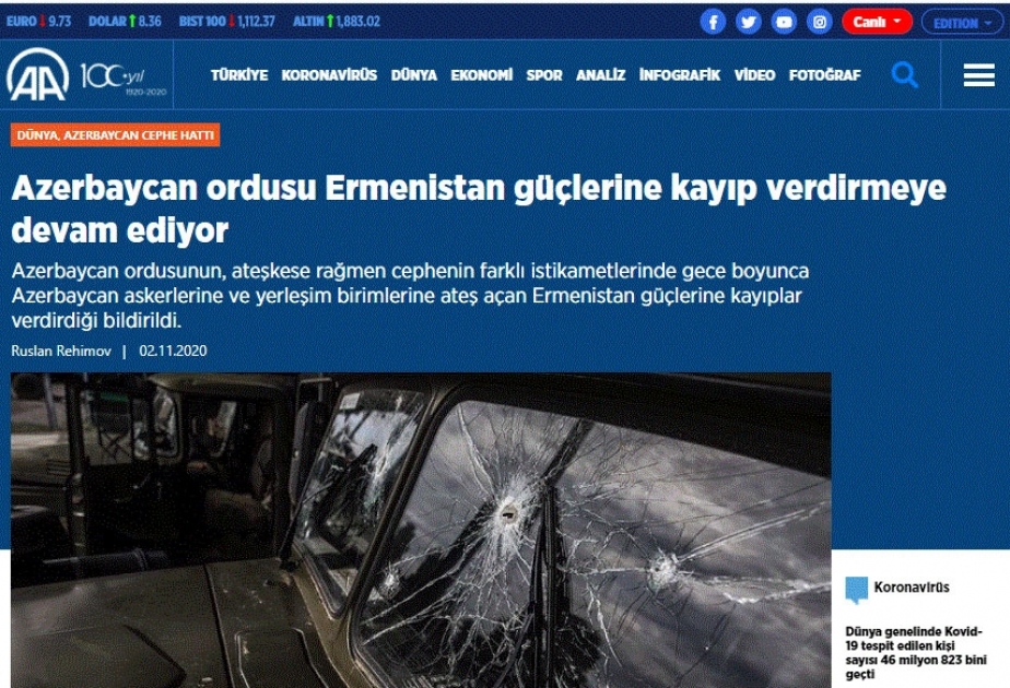 Türkiyə mediası: Ermənistan cəbhədəki məğlubiyyətinin əvəzini dinc əhalidən çıxmağa çalışır