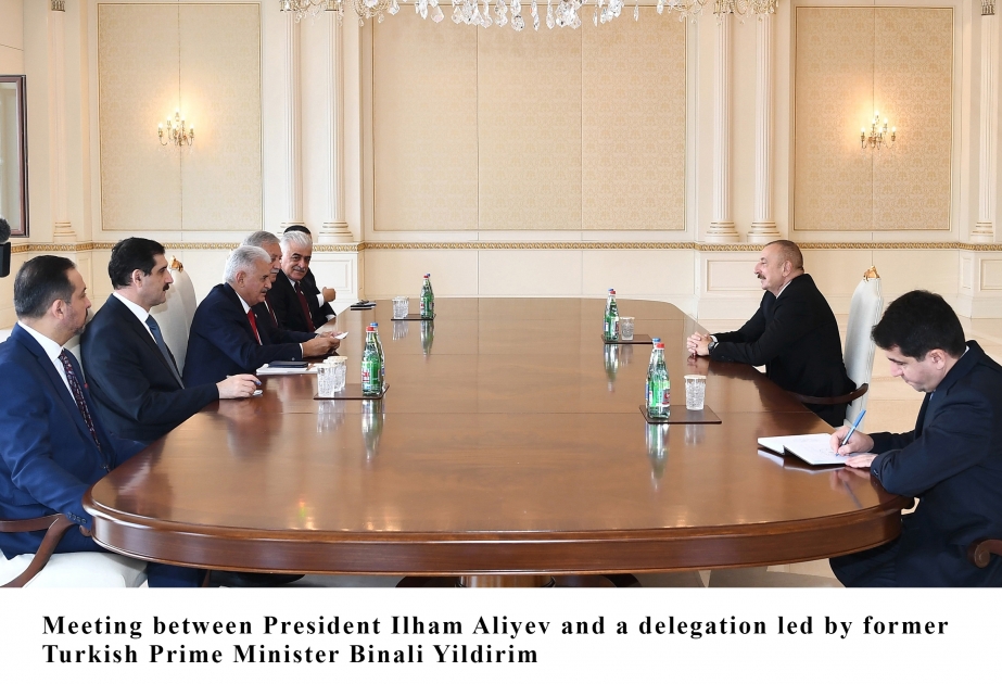 President Ilham Aliyev received delegation led by former Turkish PM Binali Yildirim VIDEO