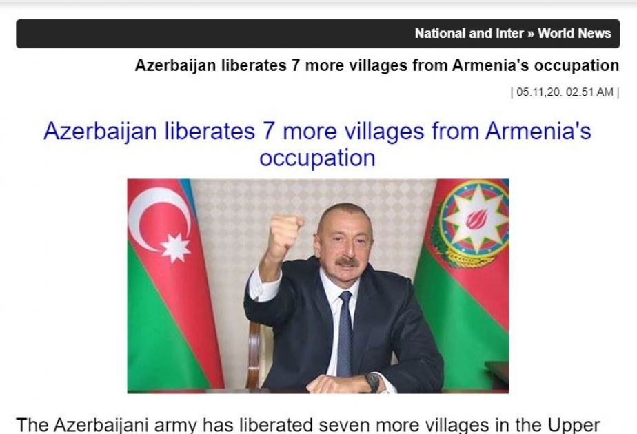 Avstraliya saytı: Azərbaycan Ordusu daha yeddi kəndi azad edib