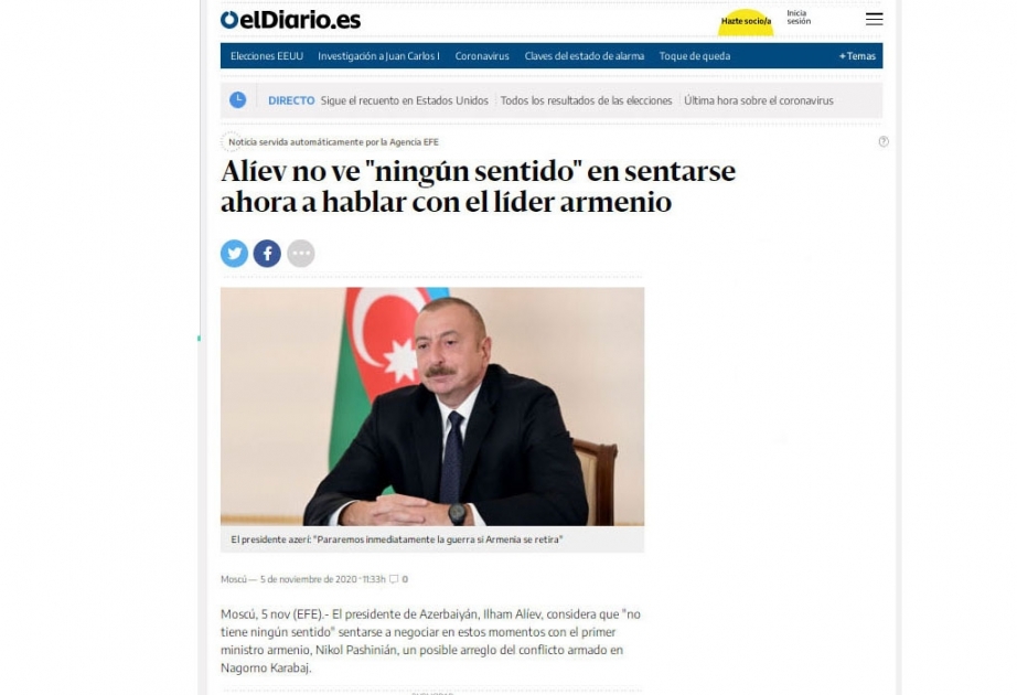 Интервью Президента Азербайджана агентству EFE – в центре внимания испанской прессы