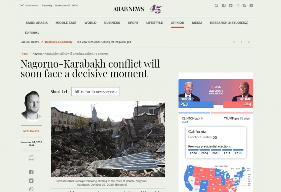 Kanadalı jurnalist: Azərbaycan müharibədə tezliklə tam qələbə qazanacaq