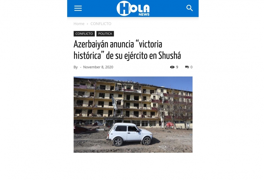 Hola News: "Azerbaiyán anuncia "victoria histórica" de su ejército en Shushá