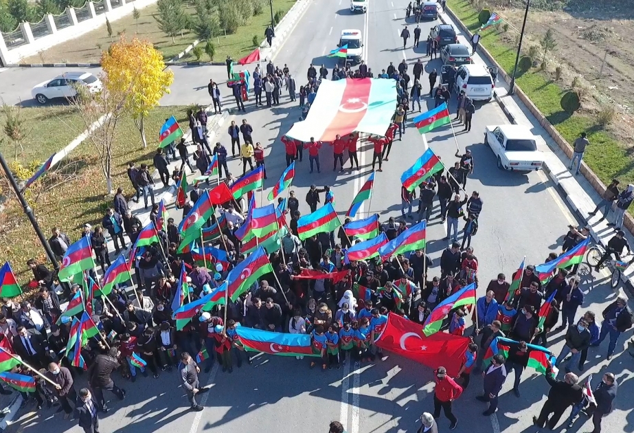 Ağsuda bayraq yürüşü keçirilib VİDEO