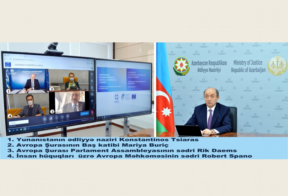 Ədliyyə naziri Avropa Şurasının konfransında Ermənistanın ölkəmizə qarşı müharibə cinayətlərini ifşa edib