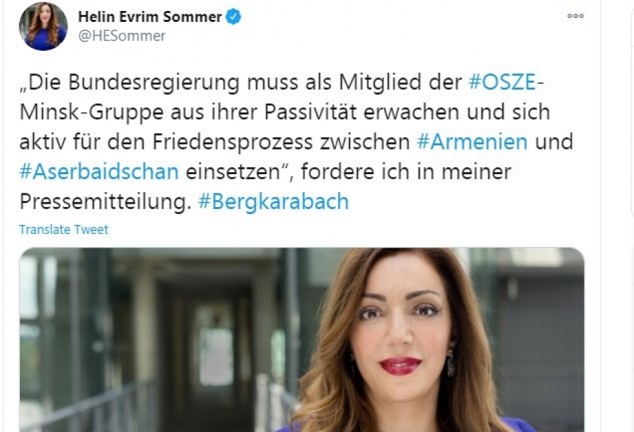 Bundestaqın deputatı: Bir ölkənin ərazisinin başqa ölkə tərəfindən hərbi işğalı beynəlxalq hüquqa ziddir