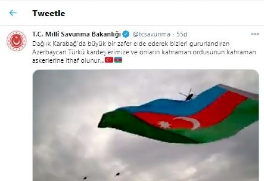 Министерство национальной обороны Турции подготовило видеоролик, посвященный Победе славной Азербайджанской армии