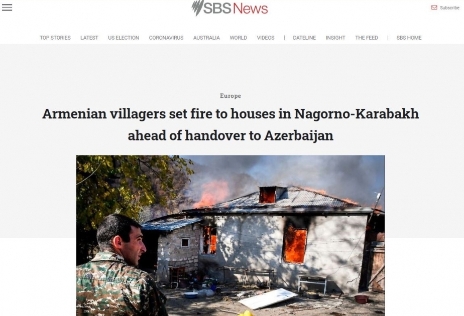 Avstraliya portalı Kəlbəcəri tərk edən ermənilərin azərbaycanlılara məxsus evləri yandırmasından yazıb