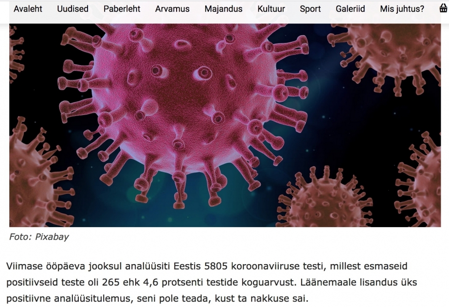 Estoniyada koronavirusa yoluxanların sayı 7 min 412 nəfərə çatıb