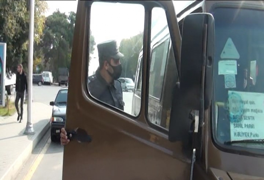 Mingəçevirdə yol polisi karantin rejimi ilə əlaqədar ictimai nəqliyyatda reyd keçirib