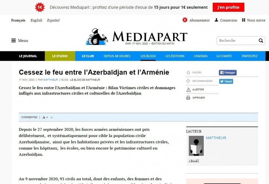 Le patrimoine culturel de l’Azerbaïdjan a été visé par des tirs de roquettes de l’armée arménienne