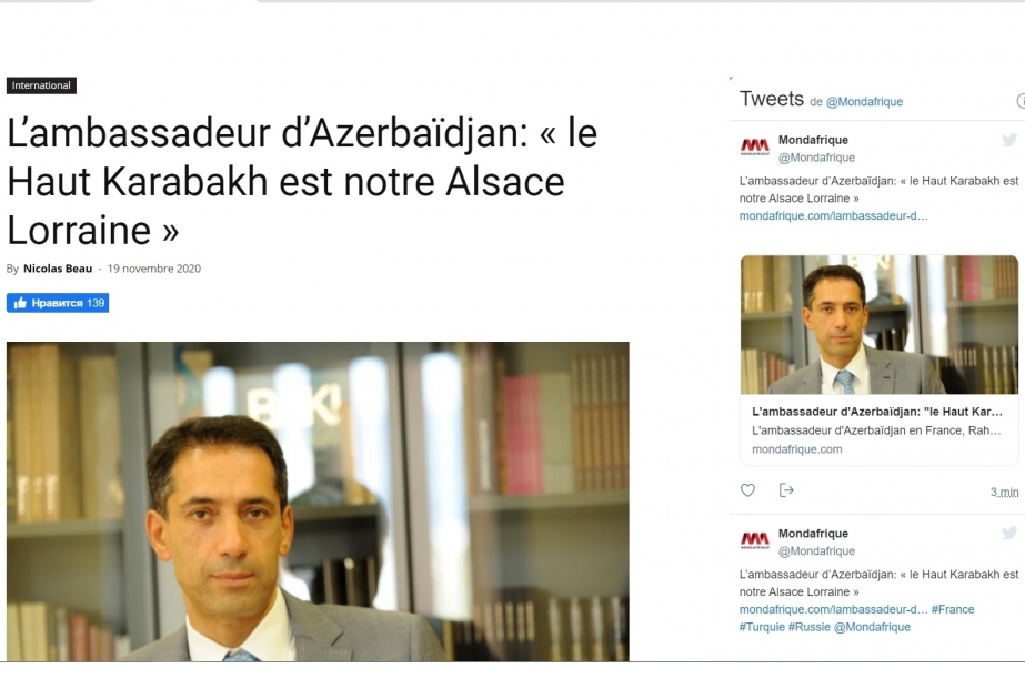 Səfir Rəhman Mustafayev: Qarabağ münaqişəsinə münasibətdə Fransanın qərəzli mövqeyi təəssüf doğurur