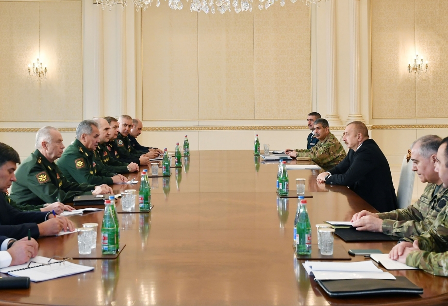 President Ilham Aliyev received delegation led by Russian defense minister VIDEO