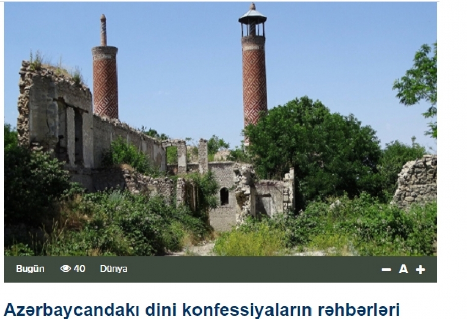 Gürcüstan KİV-ləri Azərbaycandakı dini icmaların Qarabağdakı dini abidələrimizlə bağlı bəyanatından yazıb