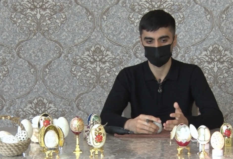 Xaçmazlı mühəndisin toyuq, qaz və ördək yumurtalarından hazırladığı suvenirlər göz oxşayır VİDEO