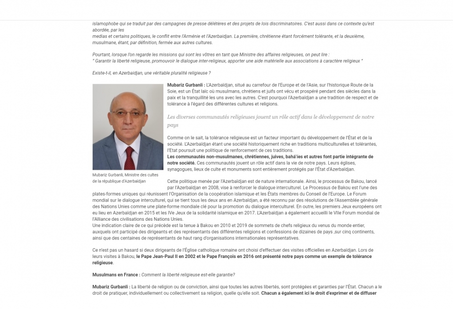 Mübariz Qurbanlı: Azərbaycanda müxtəlif mədəniyyətlərə və dinlərə münasibətdə hörmət və tolerantlıq ənənəsi var