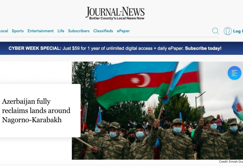 Se publicó un artículo acerca de la victoria de Azerbaiyán sobre Armenia en "Journal News"