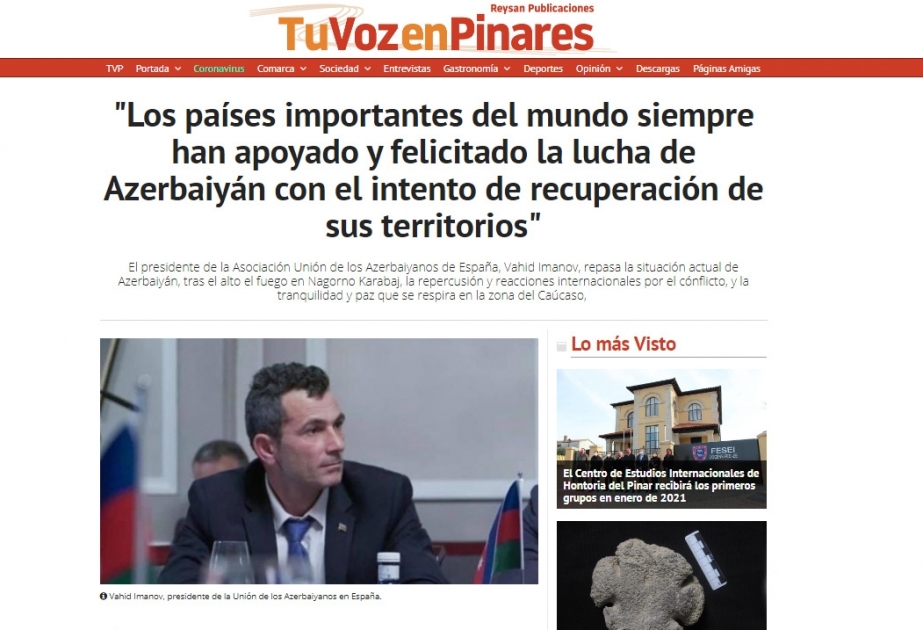 İspaniya saytında Azərbaycanın koronavirusla mübarizə istiqamətində gördüyü işlərdən bəhs edilib