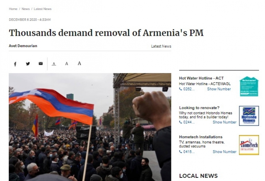 Avstraliyanın “The Canberra Times” qəzeti Azərbaycanın tarixi Qələbəsindən yazır