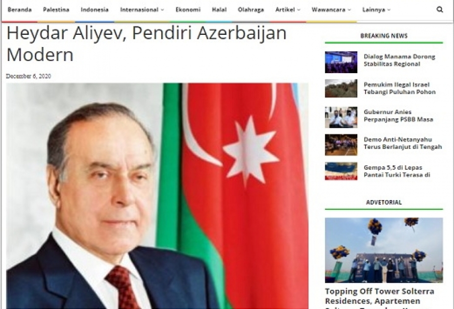 İndoneziyanın “Miraj” agentliyi ulu öndər Heydər Əliyev haqqında məqalə yayıb