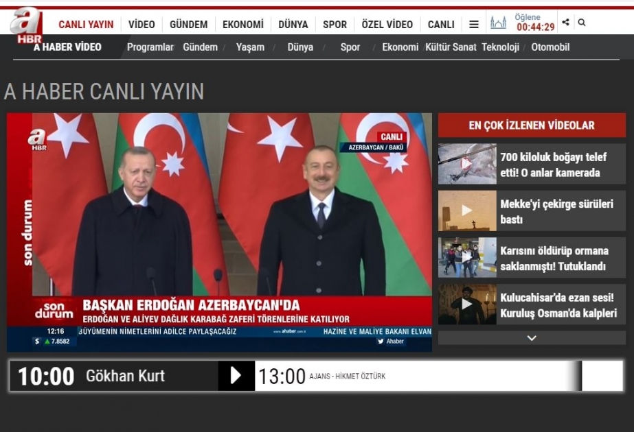 Türkiyə telekanalları Bakıda keçirilən Zəfər paradını canlı yayımlayıblar