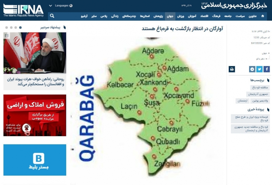 İRNA saytında Azərbaycanın tarixi Qələbəsindən bəhs edən analitik məqalə dərc olunub