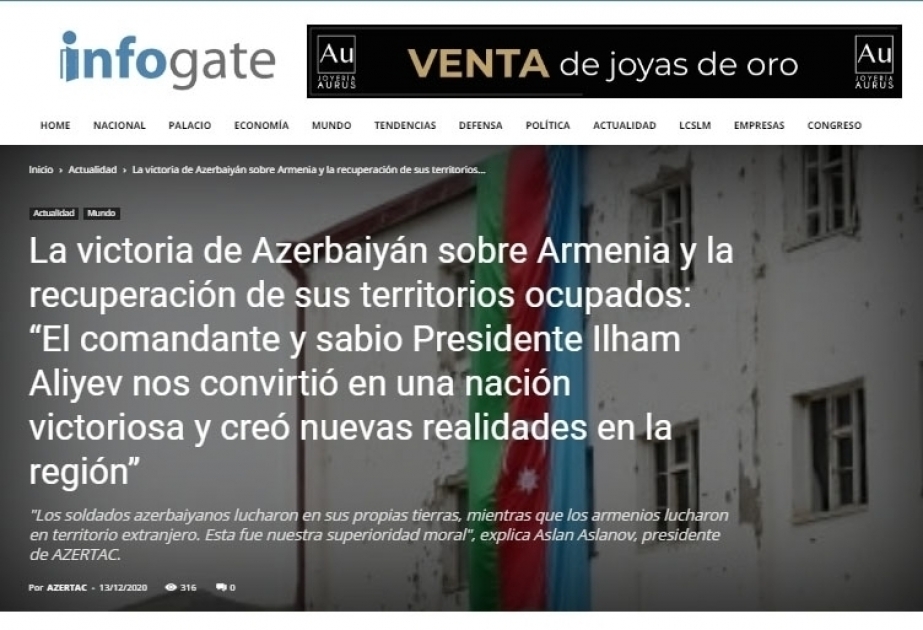 Çilinin “Infogate” agentliyi Qarabağ Zəfəri barədə AZƏRTAC-ın məqaləsini yayıb