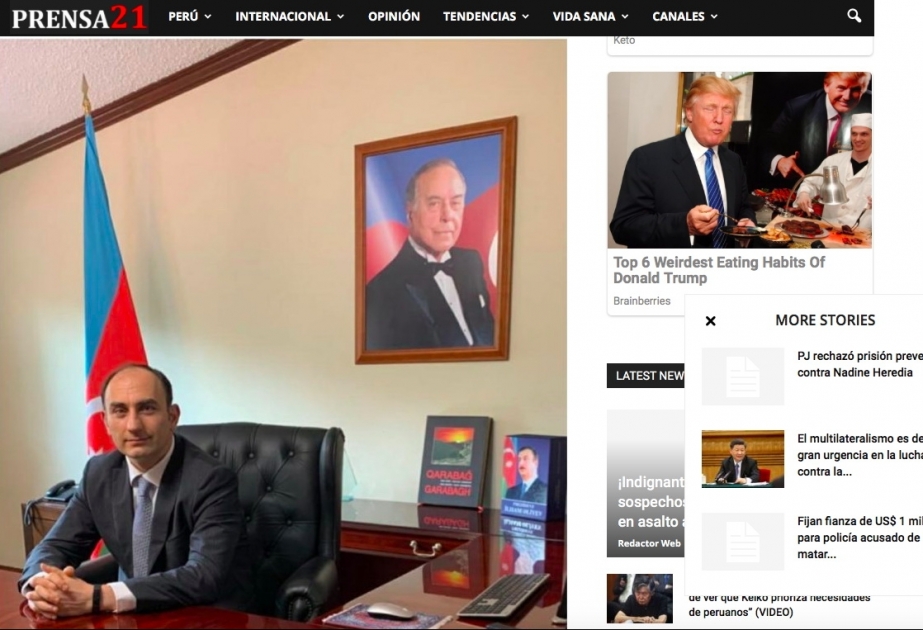 Peru mətbuatında Ermənistanın Azərbaycana qarşı təcavüzünün tarixi, törətdiyi vəhşiliklər və atəşkəs bəyanatı haqda danışılıb