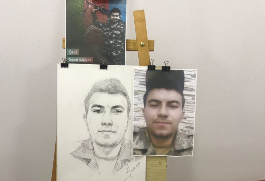 Şəkili rəssam Vətən müharibəsi şəhidinin portretini yaradıb