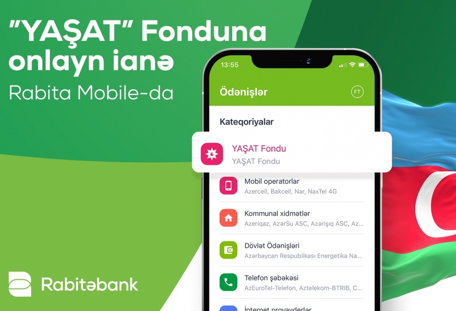 “Rabitəbank”ın mobil tətbiqində “YAŞAT” Fonduna dəstək funksiyası aktiv olub