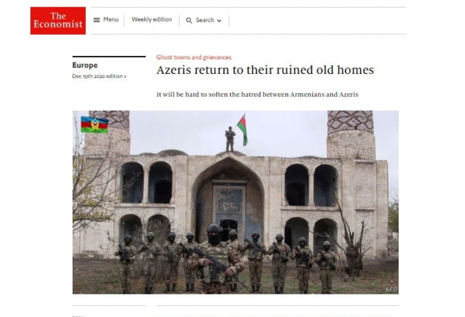 “The Economist” jurnalında ermənilərin işğal etdikləri Azərbaycan ərazilərində törətdikləri dağıntılar barədə məqalə dərc olunub