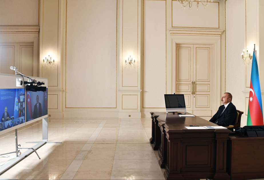 President Ilham Aliyev attended CIS Heads of State Council's session in video conference format VIDEO