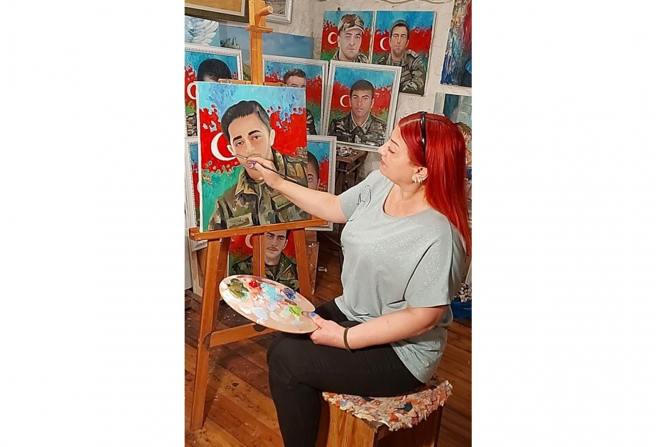 Ağdaşlı rəssam şəhidlərimizin portretlərini hazırlayır