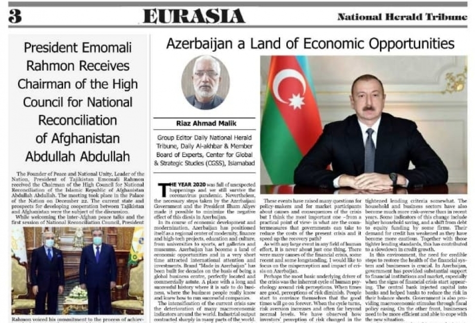 National Herald Tribune: "Azerbaiyán una tierra de oportunidades económicas"